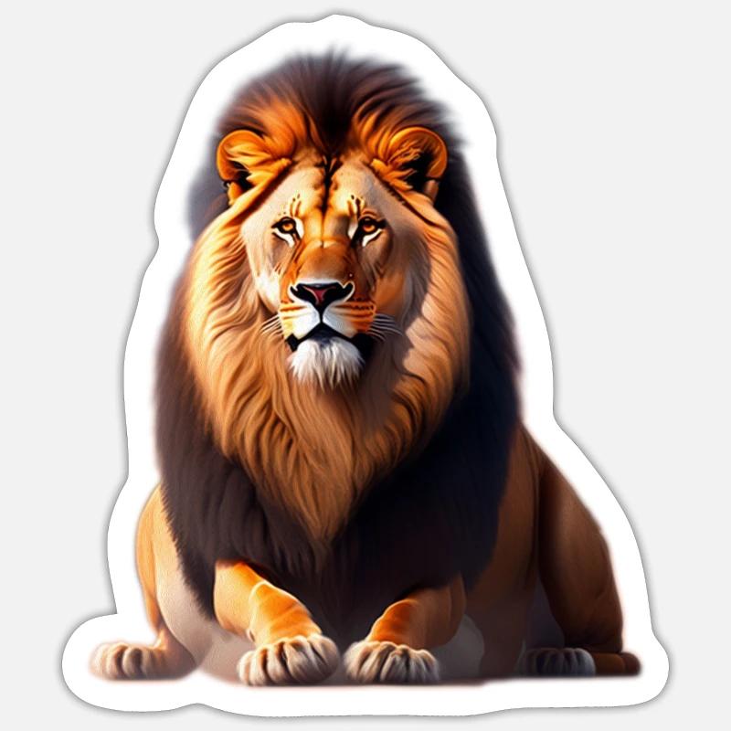 Lion - Sticker taille S (10 x 10 cm) - blanc mat