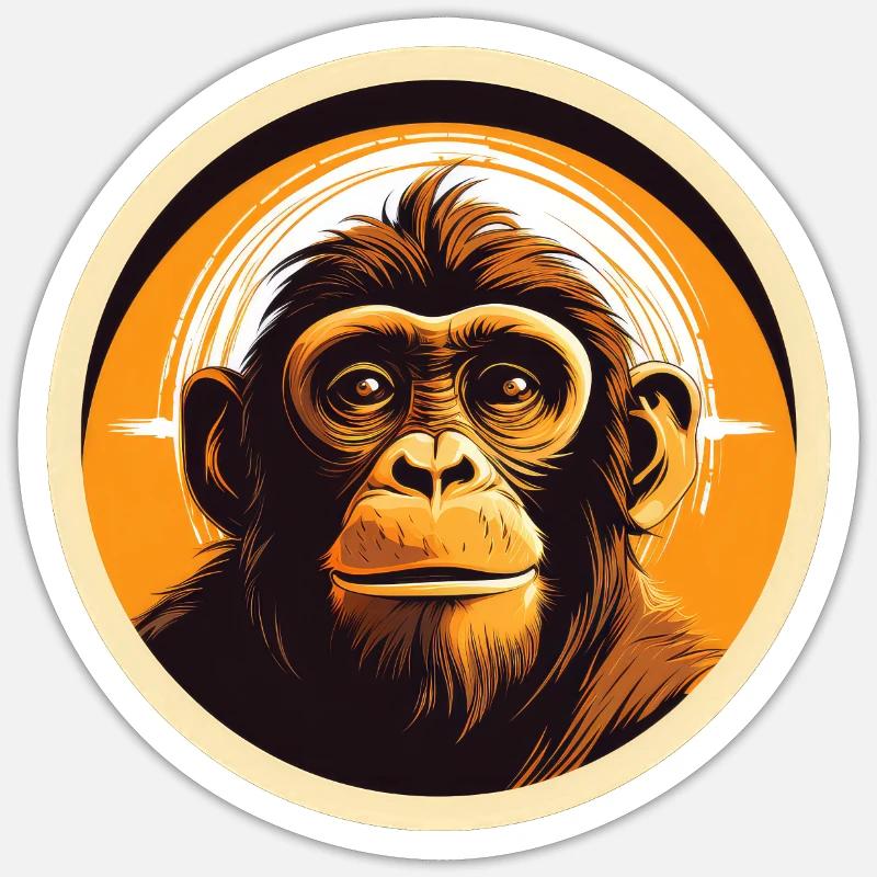 Singe - Sticker taille S (10 x 10 cm) - blanc mat