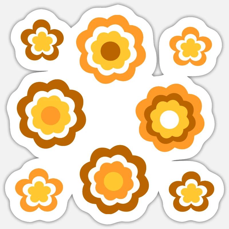 70s Flower Pattern Retro Sticker size S (10 x 10 cm)