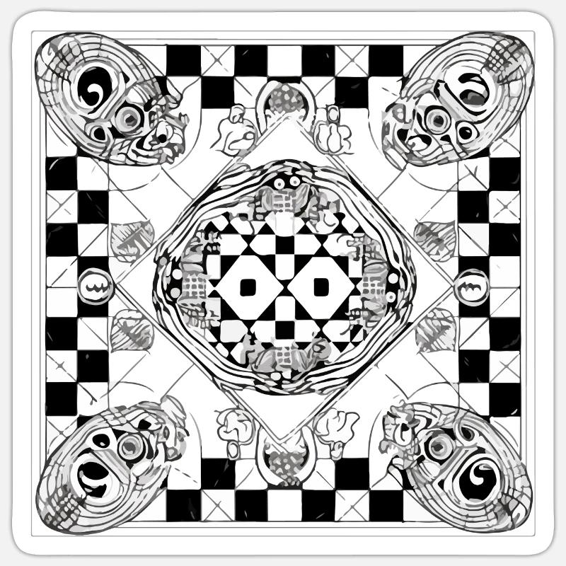 Alien chessboard n°1 - Sticker size S (10 x 10 cm) - white matte