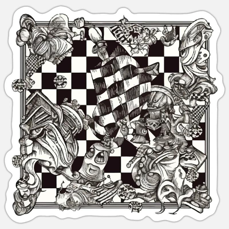 Abstraction Echiquéenne n°1 - Sticker taille S (10 x 10 cm) - blanc mat