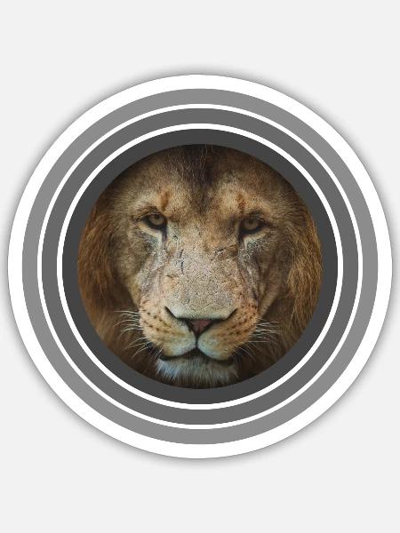 Löwe Farbkreise schwarz weiß - Sticker Größe S (10 x 10 cm) - Mattweiß