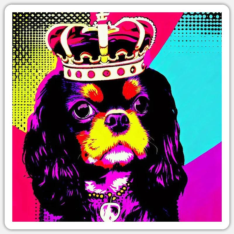Cavalier King Charles Spaniel Pop Art - Sticker taille S (10 x 10 cm) - blanc mat