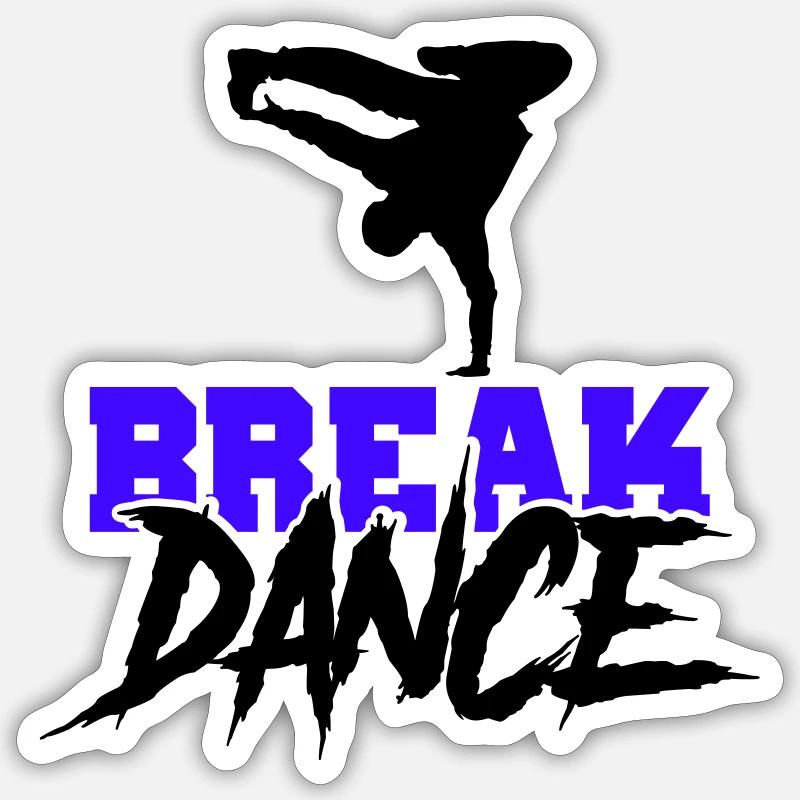 Break Dance - Sticker taille S (10 x 10 cm) - blanc mat