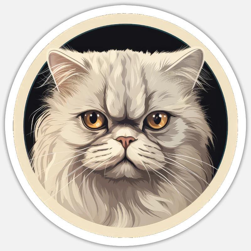 Chat persan - Sticker taille S (10 x 10 cm) - blanc mat