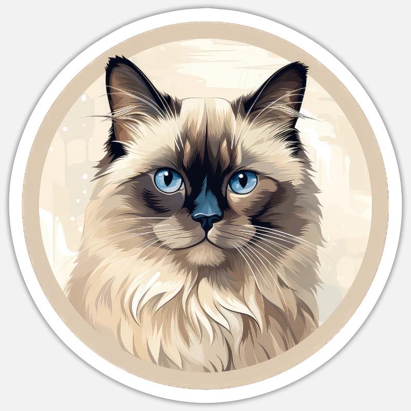 Chat birman - Sticker taille S (10 x 10 cm) - blanc mat