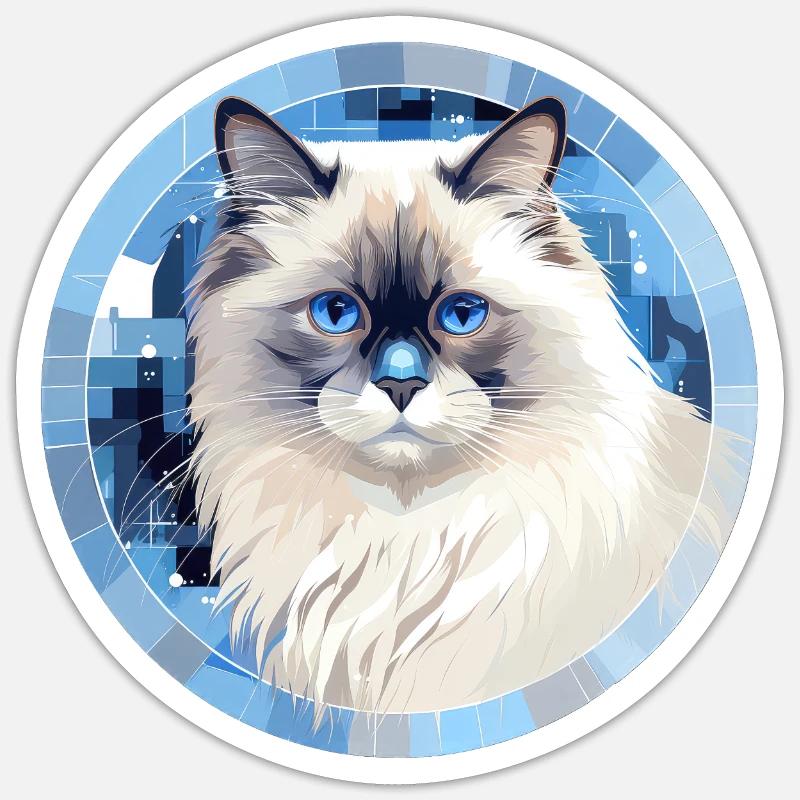 Chat Ragdoll - Sticker taille S (10 x 10 cm) - blanc mat