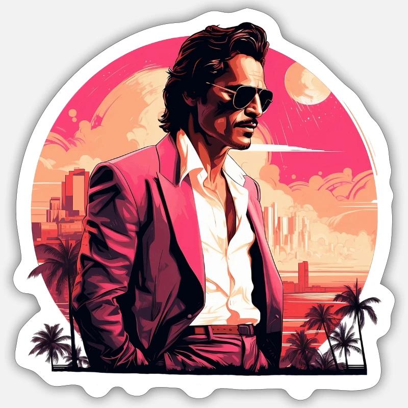 Retro Miami Boho Style Design - Sticker size S (10 x 10 cm) - white matte