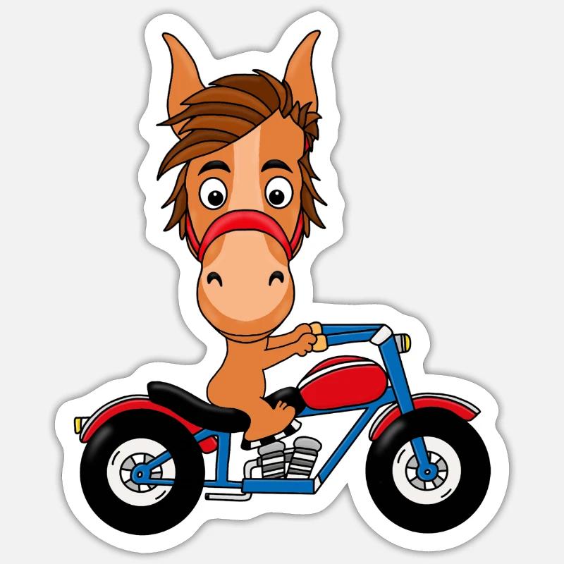 PFERD - PONY - BIKER - Sticker Größe S (10 x 10 cm) - Mattweiß