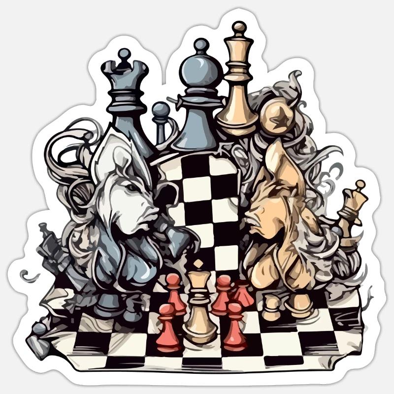 The chess war - Sticker size S (10 x 10 cm) - white matte