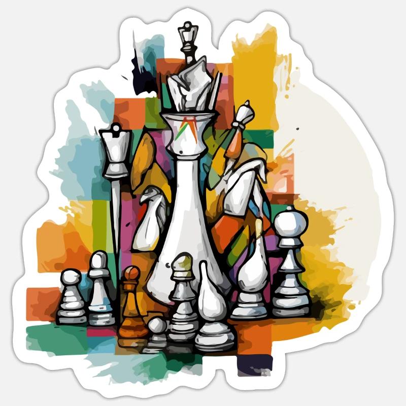 Composition échiquéenne Sticker taille S (10 x 10 cm)