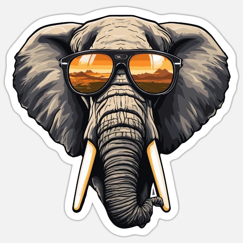 Elephant with sunglasses - Sticker size S (10 x 10 cm) - white matte