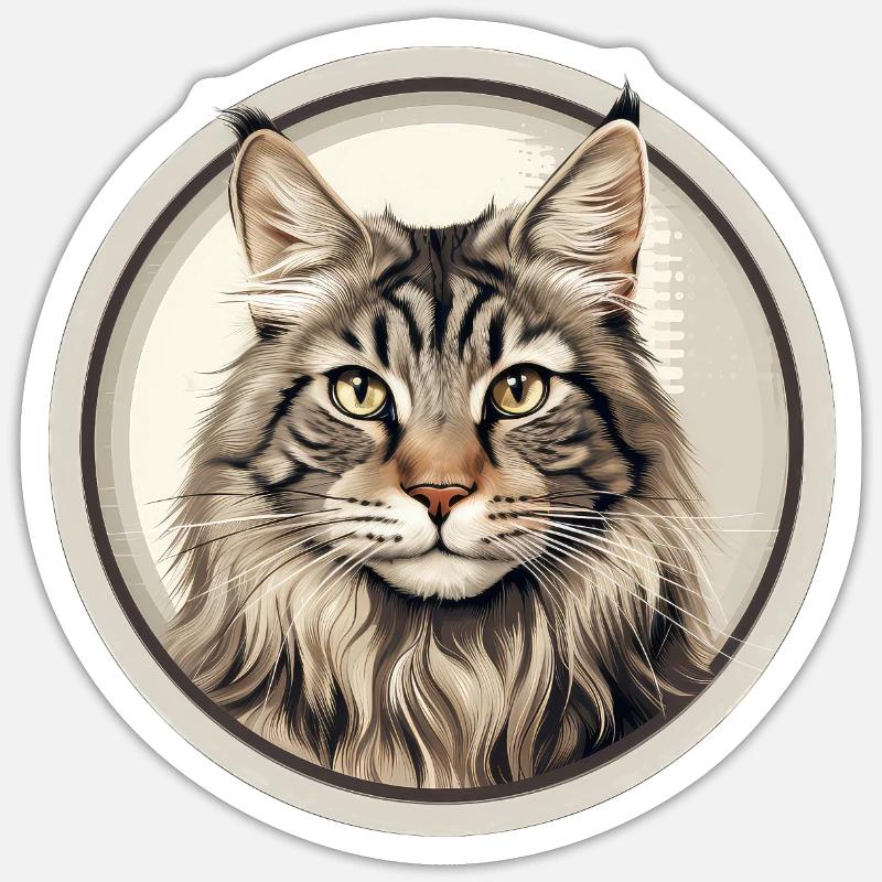 Chat bobtail américain - Sticker taille S (10 x 10 cm) - blanc mat