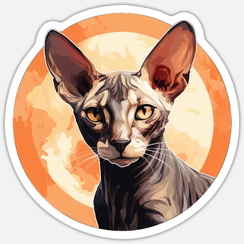 Cornish Rex Katze - Sticker Größe S (10 x 10 cm) - Mattweiß