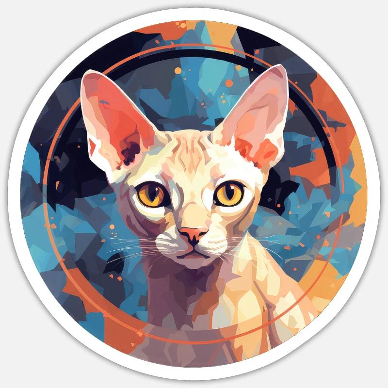 Devon Rex Katze - Sticker Größe S (10 x 10 cm) - Mattweiß