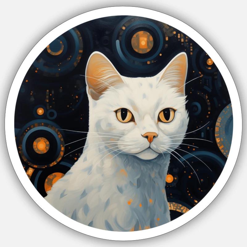 Artwork: Chat blanc - Sticker taille S (10 x 10 cm) - blanc mat
