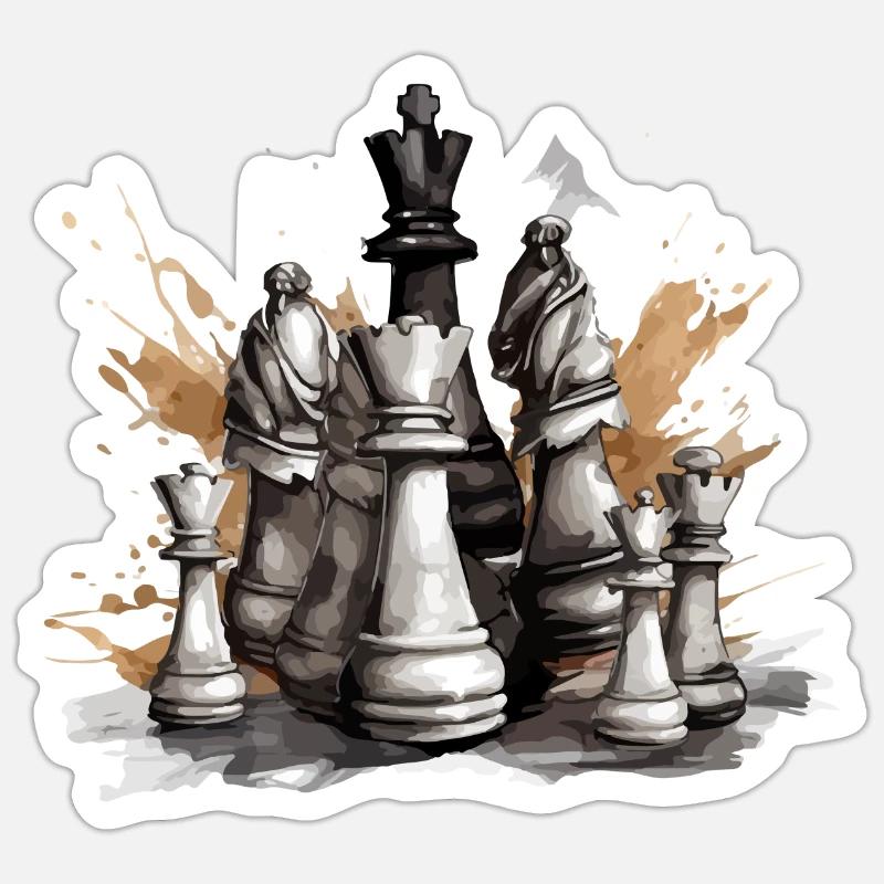 Chess pieces - Sticker size S (10 x 10 cm) - white matte