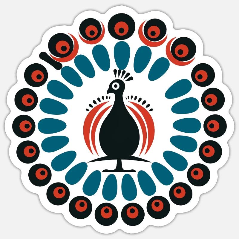 AfroPeacock (no2) - Sticker Größe S (10 x 10 cm) - Mattweiß