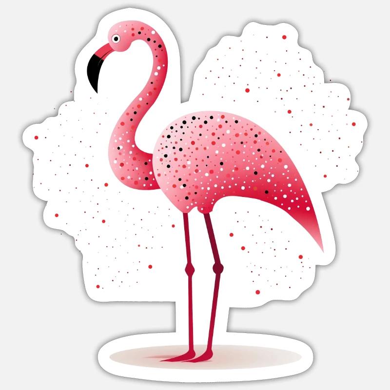 Flamingo (NO7) - mignon avec de petits points Sticker taille S (10 x 10 cm)