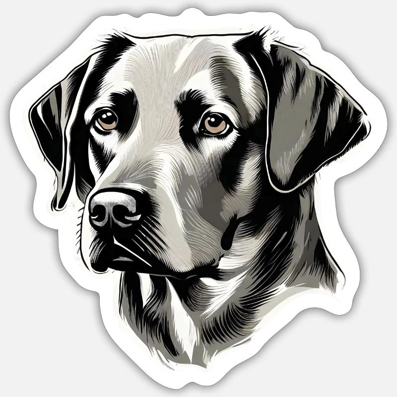 chien labrador - Sticker taille S (10 x 10 cm) - blanc mat
