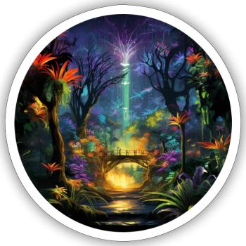 Urban Neon Adventure: Découvrez la jungle néon - Sticker taille S (10 x 10 cm) - blanc mat - Devant