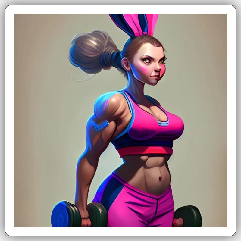 Gym bunny - Sticker size S (10 x 10 cm) - white matte