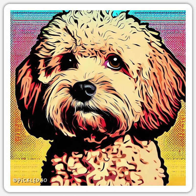 Poodle Cross pop art - Sticker size S (10 x 10 cm) - white matte