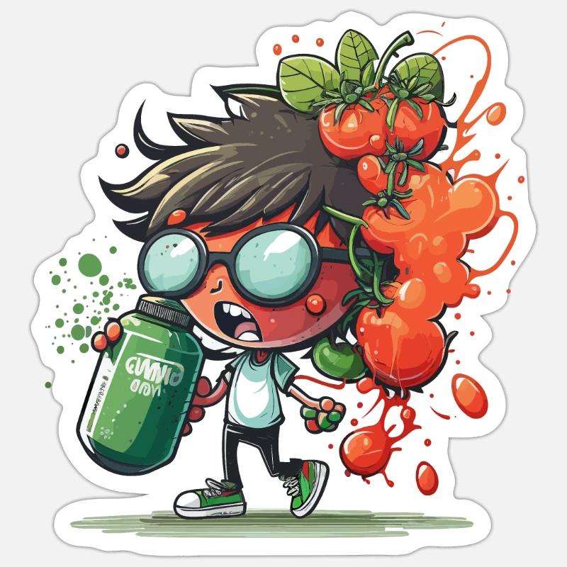 Tomate Tunes - Sticker taille S (10 x 10 cm) - blanc mat