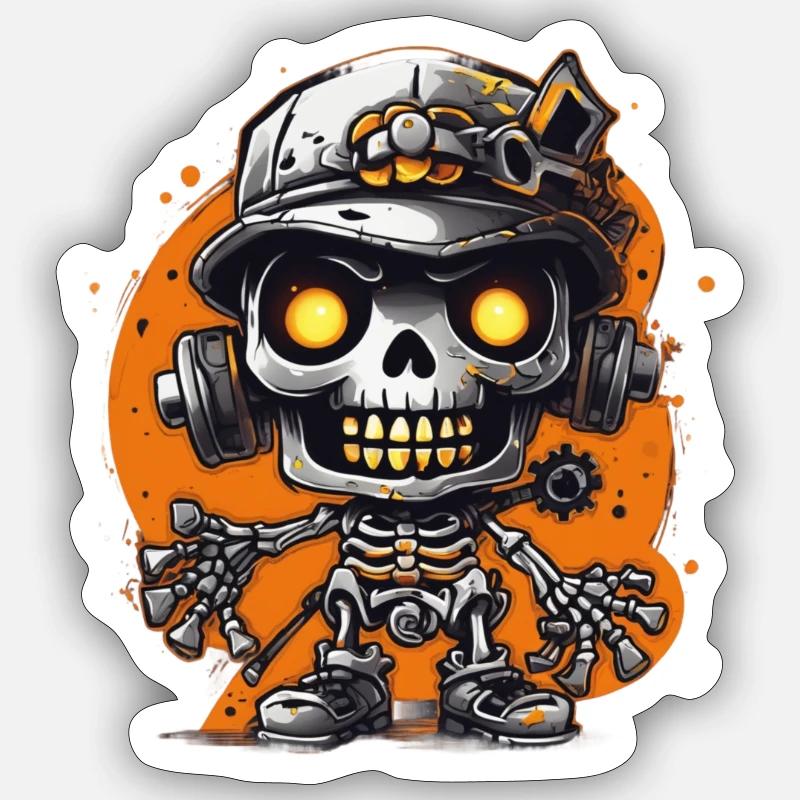 Squelette Chibi cool Sticker taille S (10 x 10 cm)