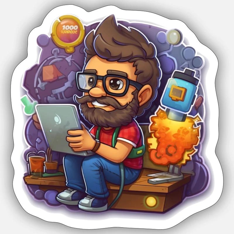 Crazy Softwareentwickler / Nerd - Sticker Größe S (10 x 10 cm) - Mattweiß