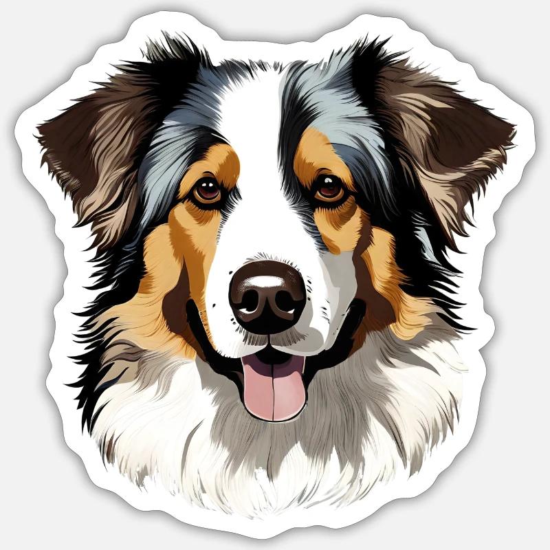 Australischer Schäferhund - Sticker Größe S (10 x 10 cm) - Mattweiß