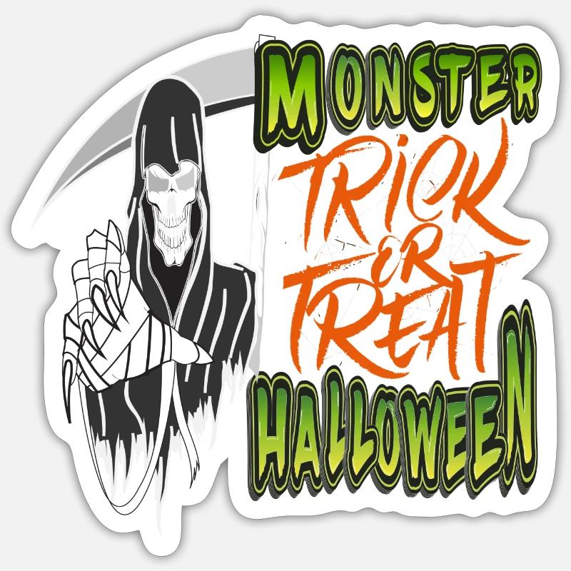 Monster Halloween Süßes oder Saures - Sticker Größe S (10 x 10 cm) - Mattweiß