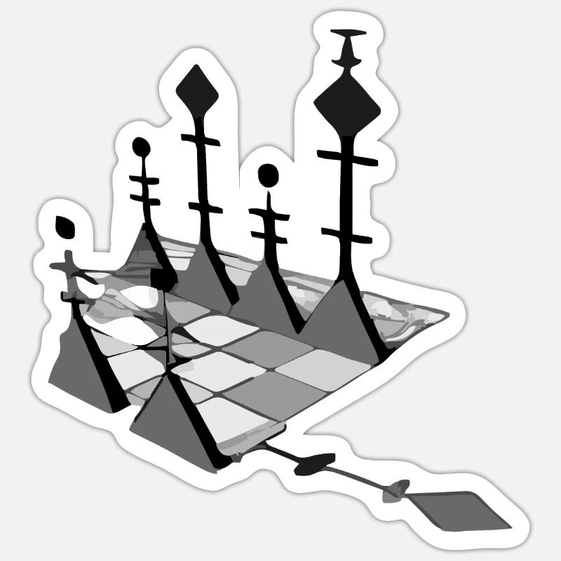 Chess 3D n°1 - Sticker taille S (10 x 10 cm) - blanc mat