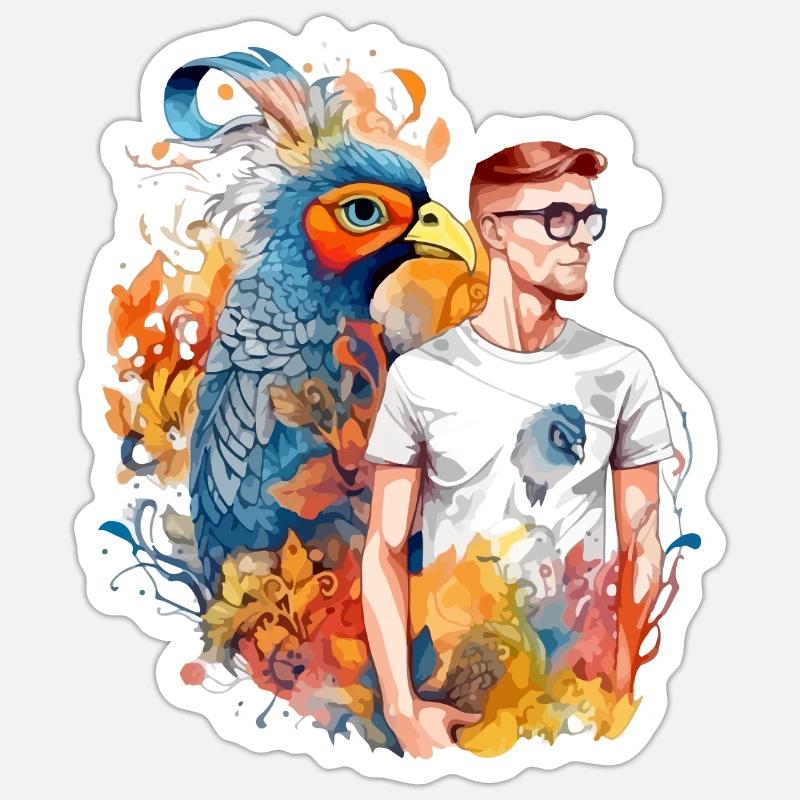 Davi der Phönix - Sticker Größe S (10 x 10 cm) - Mattweiß