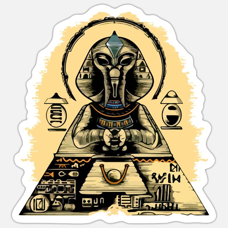 Sphinx Alien n°2 - Sticker taille S (10 x 10 cm) - blanc mat