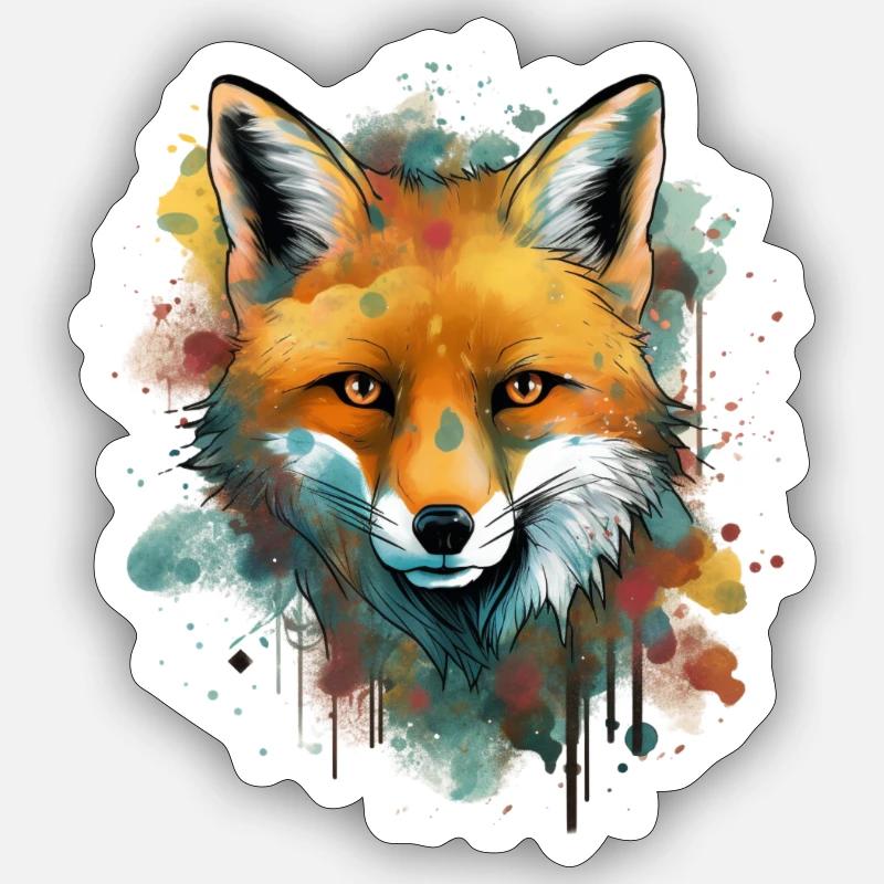 Fox drawn - Sticker size S (10 x 10 cm) - white matte