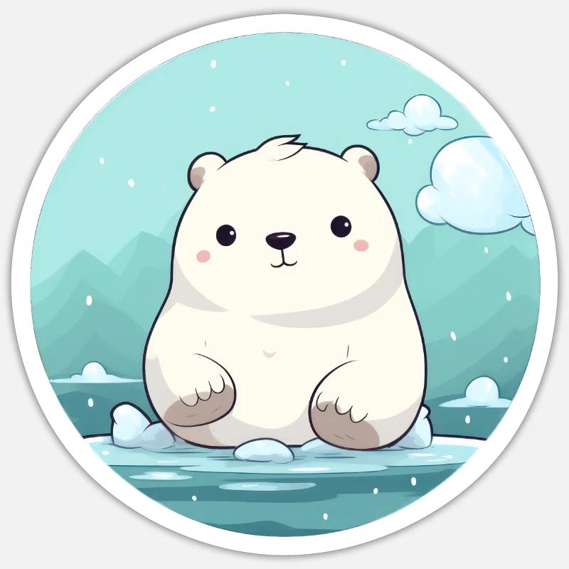 süßer kleiner Eisbär - Sticker Größe S (10 x 10 cm) - Mattweiß
