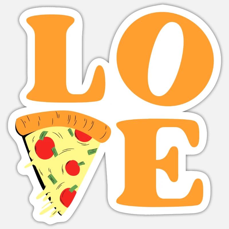 Love pizza - Sticker taille S (10 x 10 cm) - blanc mat