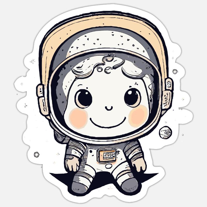 Astronaute mignon #4 - Sticker taille S (10 x 10 cm) - blanc mat
