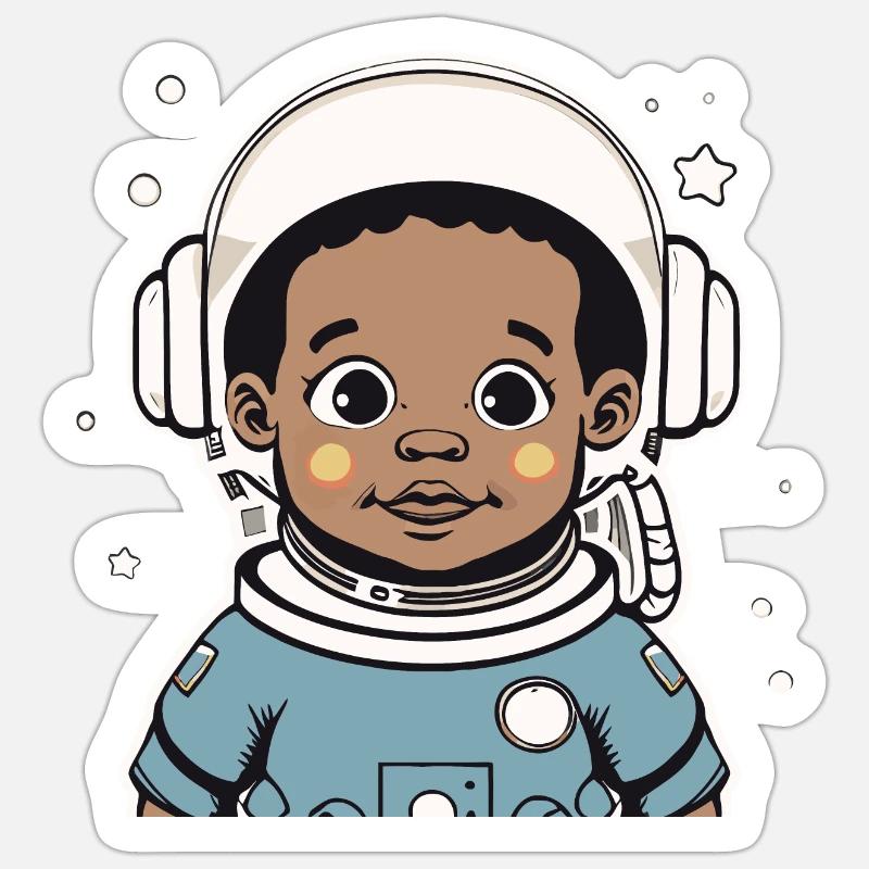 Astronaute mignon #6 - Sticker taille S (10 x 10 cm) - blanc mat