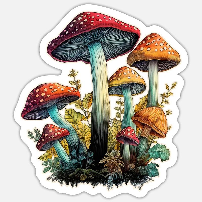 Champignons Crapaud Tabourets Sticker taille S (10 x 10 cm)