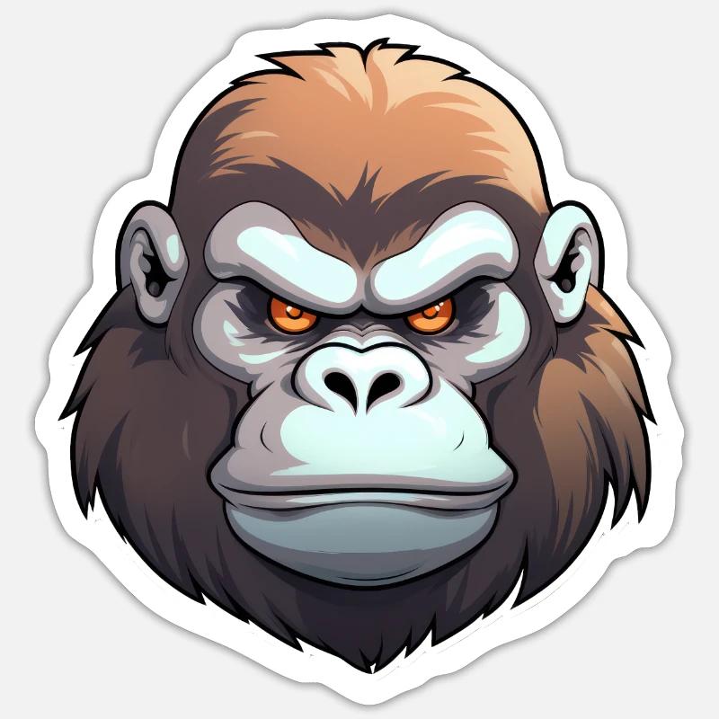 Gorilla Anime - Sticker taille S (10 x 10 cm) - blanc mat