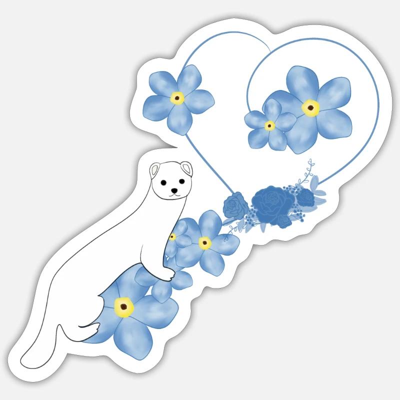 White weasel - Sticker size S (10 x 10 cm) - white matte