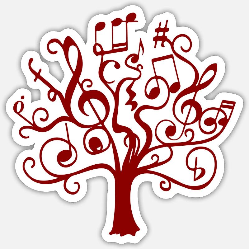 Red Note Tree - Sticker size S (10 x 10 cm) - white matte