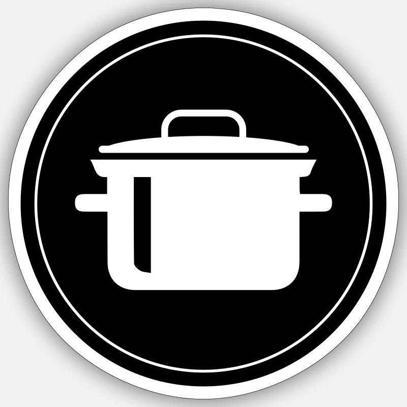 Cuisson d’une casserole - Sticker taille S (10 x 10 cm) - blanc mat