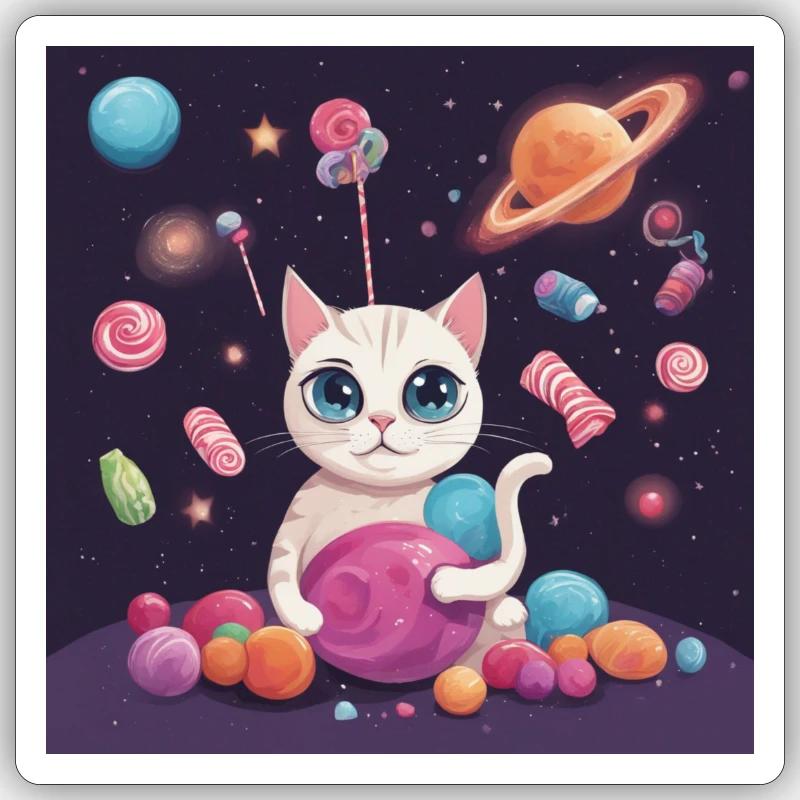 Chat Chat Chat - Sticker taille S (10 x 10 cm) - blanc mat