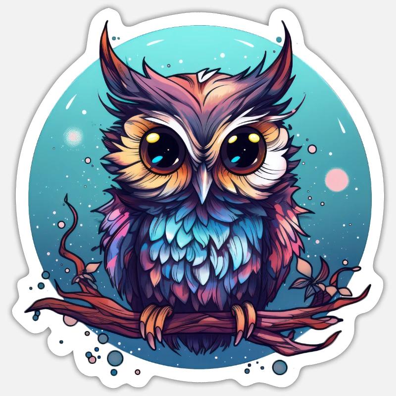 Eule - Sticker Größe S (10 x 10 cm) - Mattweiß