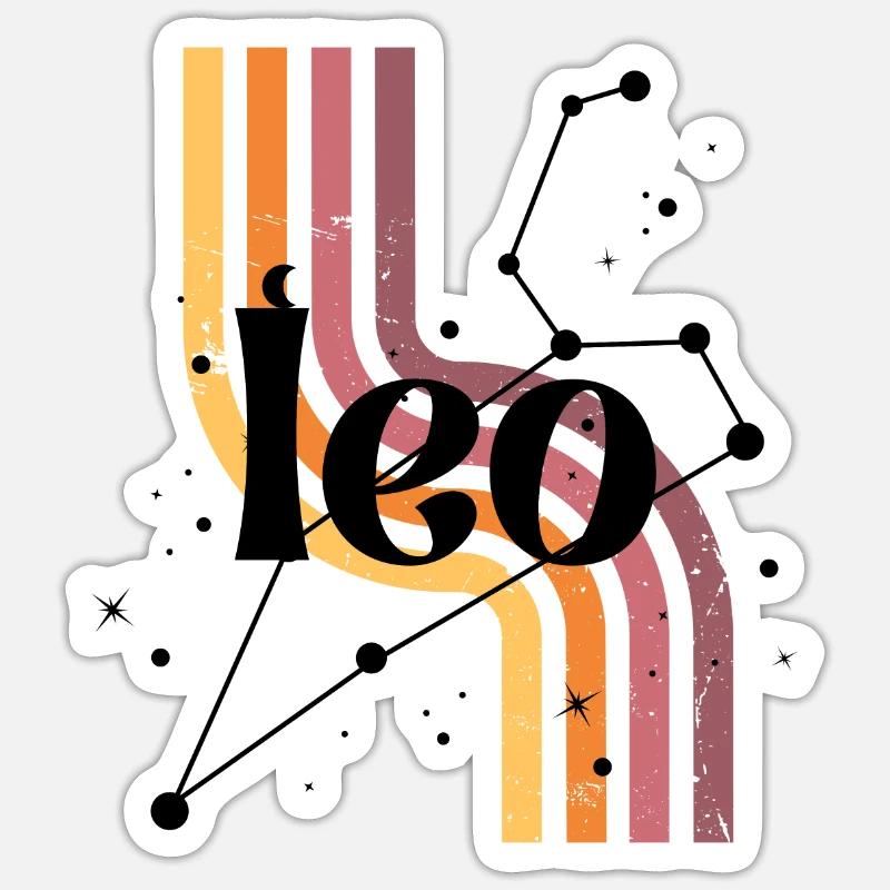 Leo horoscope rétro - Sticker taille S (10 x 10 cm) - blanc mat
