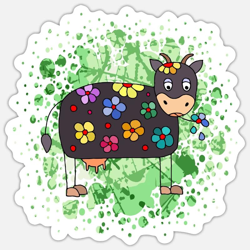 Vache - Sticker taille S (10 x 10 cm) - blanc mat