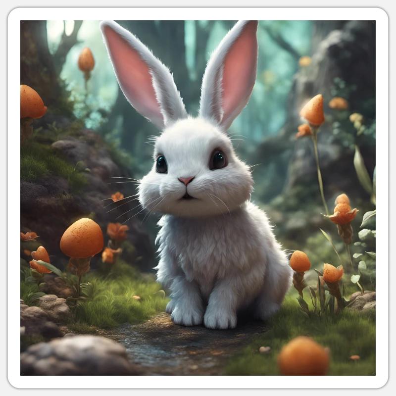 lapin mignon - Sticker taille S (10 x 10 cm) - blanc mat